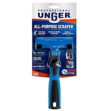 Unger Industrial Unger Professional All-Purpose Scraper, 4 in L Blade, 4 in W Blade, Carbon Steel Blade 987100