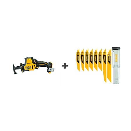 Dewalt Reciprocating Saw, Cordless, Compact, 20VDC DCS369B/DWAR8SETCS