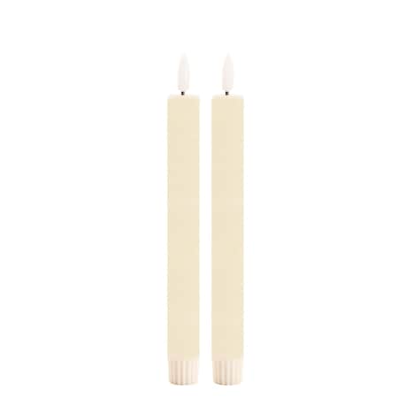 Homeroots Set of Two Ivory Flameless Taper Candles, 2PK 633831
