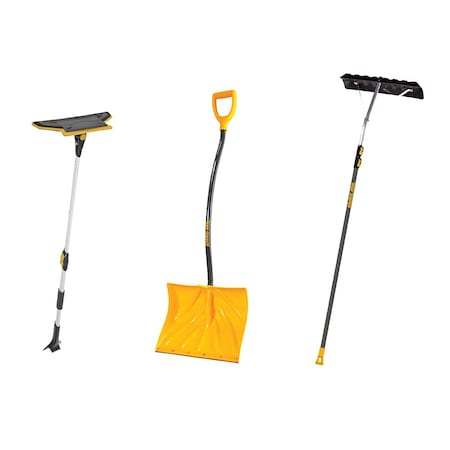 True Temper Snow Brush, Roof Rake and Snow Shovel, Snow and Ice Removal Set, 3-Piece 10000-07788
