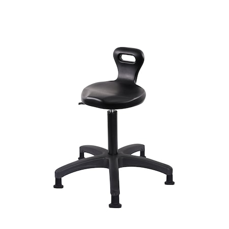 Blue Ridge Ergonomics Polyurethane Serpent Stool - Medium Bench Height with Stationary Glides in Black Polyurethane PSPMBSL-RG-NF-RG-BLK