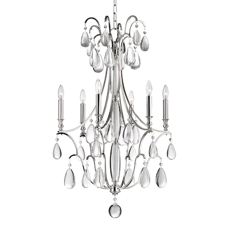 Hudson Valley Lighting Crawford 6 Light Chandelier 24.25 In. Polished Nickel 9324-PN