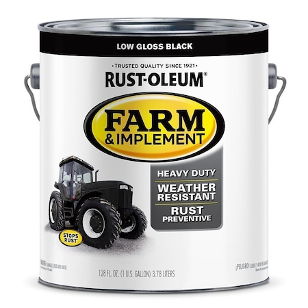 Specialty Farm Equipment Paint, Oil Base, Gloss Sheen, Low Gloss Black, 1 gal, 520 sq-ft/gal Coverage Area 280168
