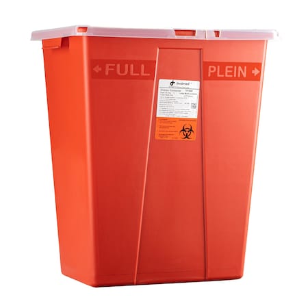 Dealmed Sharps Container 8 Gallon Hinged Lid Red 781988