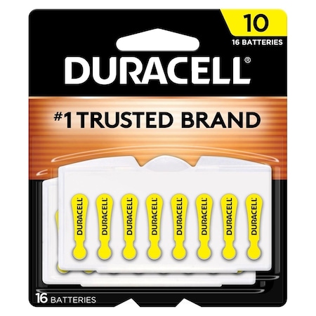 Duracell Hearing Aid Battery, Zinc Air, 16PK DA10B16ZM10