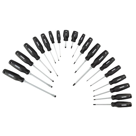 Sunex Phillips, Slotted & Torx Magnetic 20 Piece Screwdriver Set In Eva Foam SXCSDS20