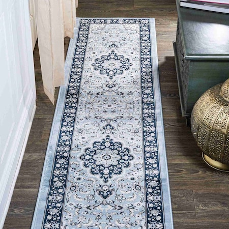 Jonathan Y Palmette Modern Persian Floral Blue/Navy 2 ft. x 10 ft. Runner Rug MDP503E-210