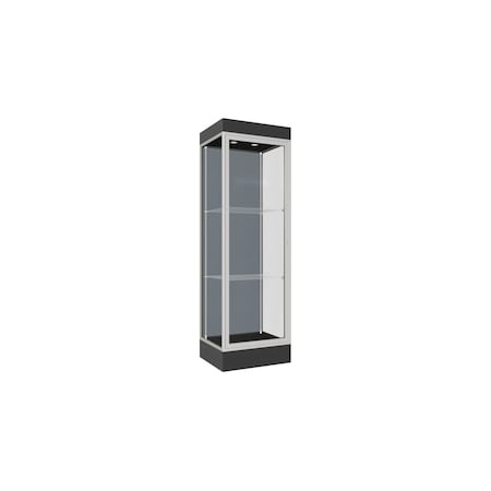 Ghent Lighted Floor Display Case 24x76x20, 6" Base, Satin 91LFBS-SN-BLK