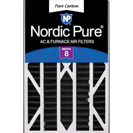Nordic Pure 16x25x3 Pure Carbon Pleated Air Filter, High Capacity, MERV 8 16x25x3ABPCP-1