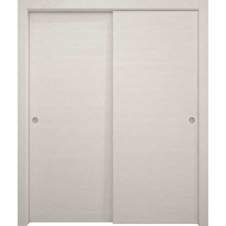 Sartodoors Sliding Closet Bypass Doors 36 x 80 inches, Ego 5000 Painted White Oak, Rails Hardware Set, Wood EGO5000DBD-PWO-36