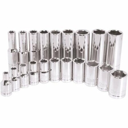 K-Tool International 1/4" Drive, 8mm Metric Socket, 6 Points, Chrome, Deep, 6 pt., 1/4"Drive, 8mm KTI-26208
