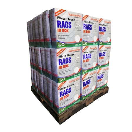 Supremeplus Recycled White Sweatshirt Cleaning Rags, 800 lbs. Pallet, 160 x 5 lbs. Compressed Box, 160PK SP-9497