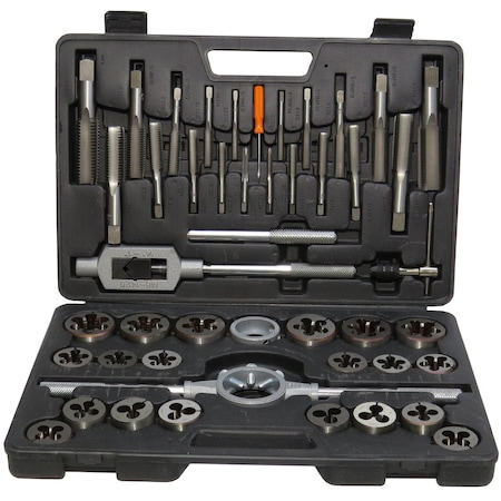 Drill America 1/4-1" Carbon Steel NC and NF Tap and Die Set DWT45PC-SET
