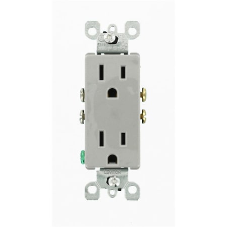 Gorgeousglow 15 A 125 V Decora Duplex Receptacle - Gray GO3536897