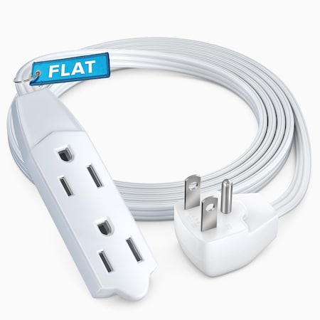 Maximm 4ft 16AWG 3-Prong Flat Plug Extension Cord 125V 13A UL, White ADW-90-33F04-16W0