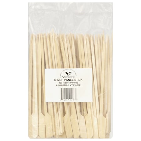 Verterra 6" Bamboo Paddle Pick, 50 bags / 100 per bag, 5000PK VT-PK-06