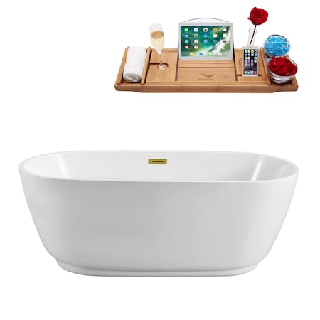 Streamline 59.1 in L, 28.3 in W, Glossy White, Acrylic, Center N560GLD