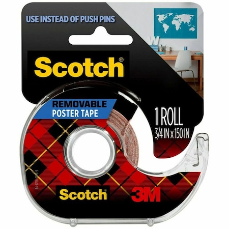 Scotch Poster Tape, Removable, w/Dispenser, 3/4"x150" , Clear 109