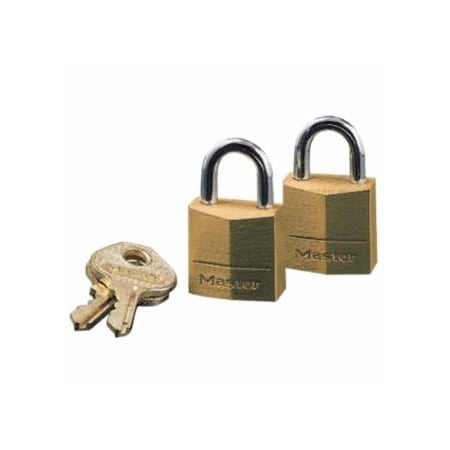 Master Lock No. 120D Solid Brass Padlock, 5/32 in dia x 7/16 in L x 3/8 in W Shackle, Brass, 4PK 470-120D