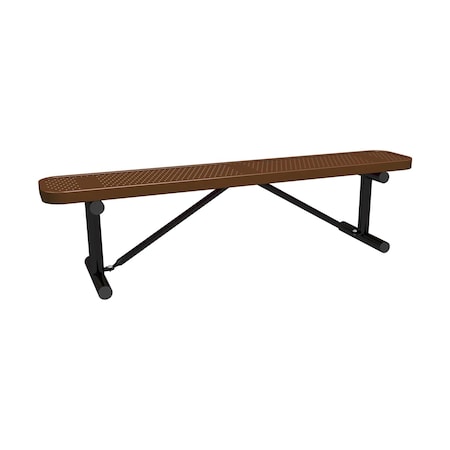 Leisure Craft 6' Standard Bench With No Back, Perforated Metal, Portable, Brown B6XPP-PERF-BROWN