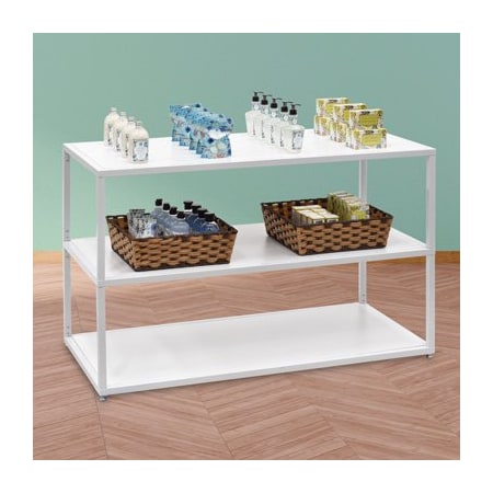 Specialty Store Services 3-Tier Mobile White Steel and Laminate Merchandising Retail Display Table 3656W