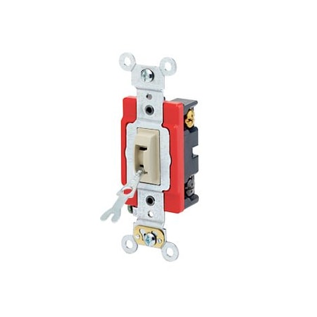 Leviton Locking Toggle Switch, 20 Amp, 120/277 Volt, Ivory 1224-2IL