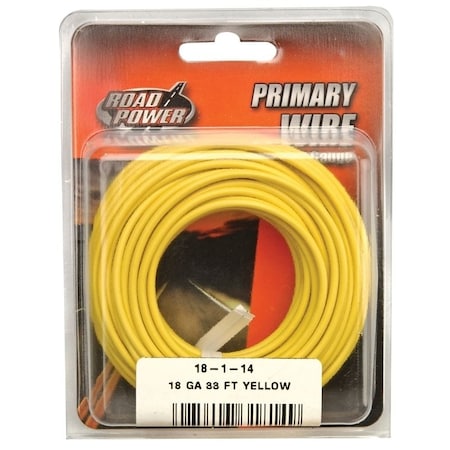Southwire Primary Wire, 18 AWG, Copper, Yellow, PVC Jacket, Stranded 55843833/18-1-14