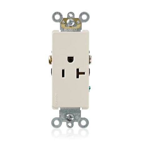 Leviton Plugs&Rcptcls, 20A, 125VAC, Almnd, Nylon 16341-T