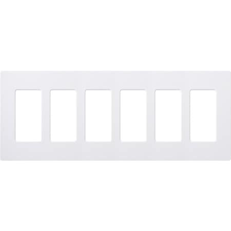 Lutron Designer Wall Plates, Number of Gangs: 6 Thermoset, Gloss Finish, White CW-6-WH