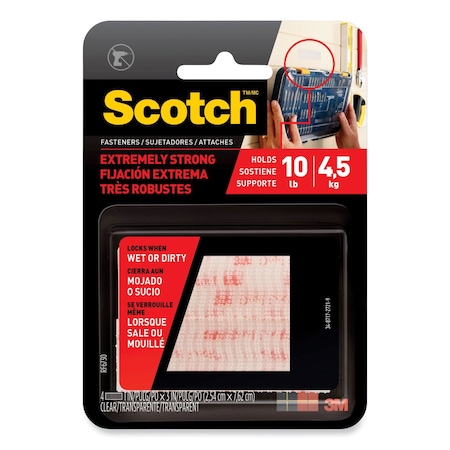 Scotch Extreme Fasteners, 1in x 3in, Clear, 2PK RF6730