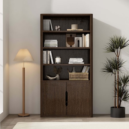 Manhattan Comfort Rivington 40in Bookcase Cabinet in Walnut BC006-BR