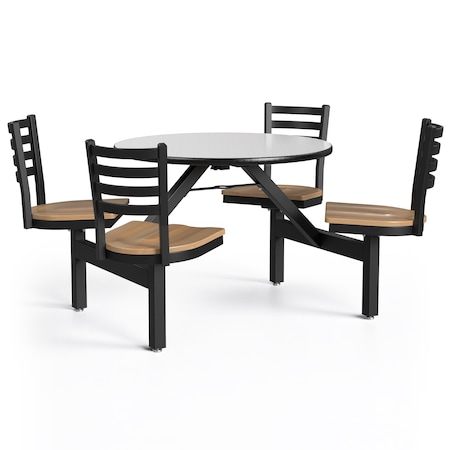 Palmer Hamilton Cafeteria Stool Table, 64 in Dia, Gray PH-4S36RD-GBN