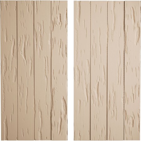 Ekena Millwork Rustic Four Board Joined Board-n-Batten Pecky Cypress Faux Wood Shutters w/No Batten, 22"W x 76"H SHUBJN22X76PCPR