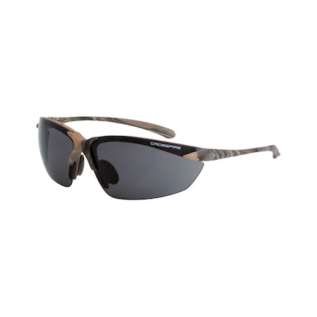 Crossfire Polarized Safety Glasses, Wraparound Smoke Polycarbonate Lens, Scratch-Resistant, PR 9141