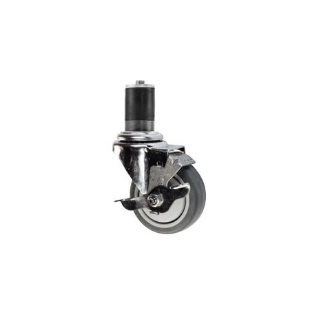 Service Caster 3.5'' SS Thermoplastic Rubber Swivel 1-1/4'' Expanding Stem Caster with Brake SCC-SSEX20S3514-TPRB-TLB-114