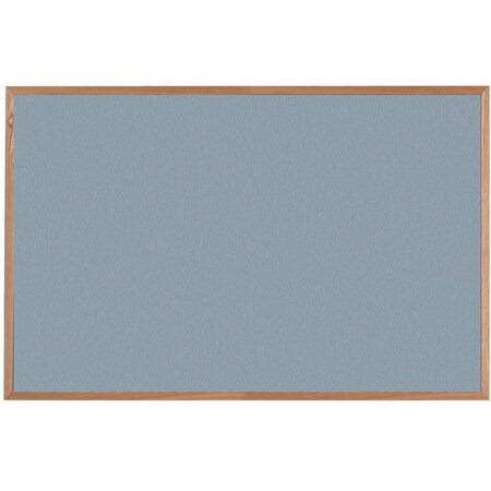 Aarco VIC Cork Bulletin Board, Red Oak Frame, Clear Lacquer Finish, Duck Egg Light Blue 48''Hx72''W OW4872162