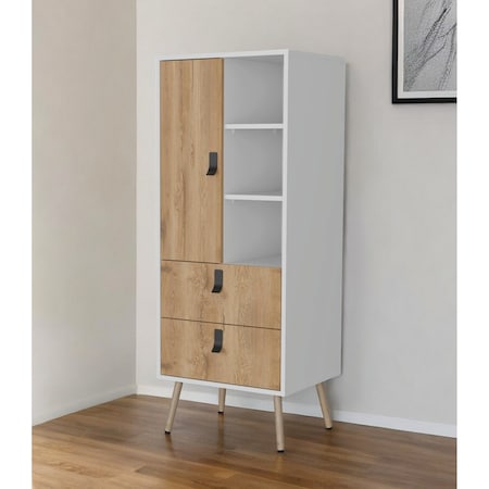 Homeroots 20" White and Natural Two Drawer Dresser 552271