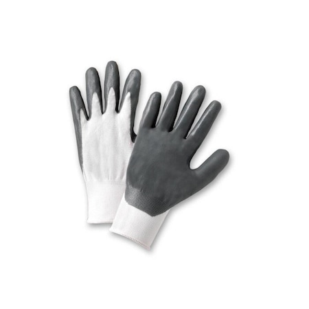 West Chester Protective Gear Nitrile, Smooth, Palm & Fingers, 3 Abrasion Level, White, XL 12 PK 713SNC/10
