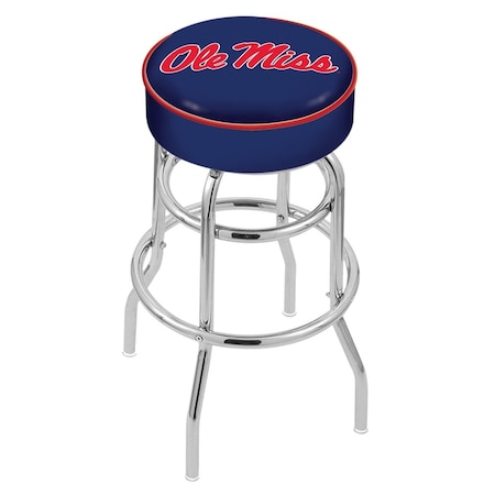 Holland Bar Stool Co 30" Ole' Miss Cushion Seat, 2-Ring Chrome Swivel Bar Stool L7C130MssppU