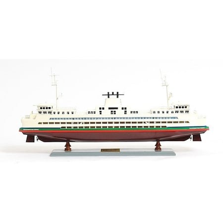 Homeroots 11" Brown and White Washington Ferry Boat Hand Painted Decorative Boat 401890