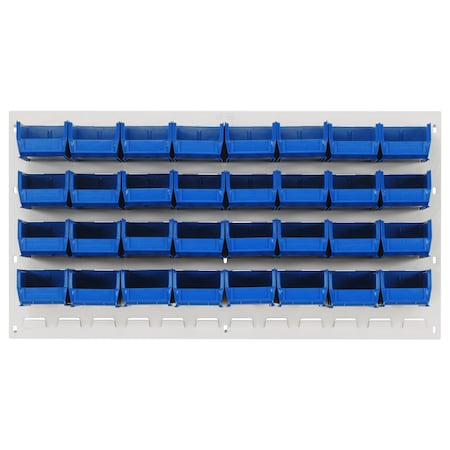 Quantum Storage Systems 36X19 HC LOUVERED PANEL W/32 BINS BLUE QLP-3619HC-210-32BL