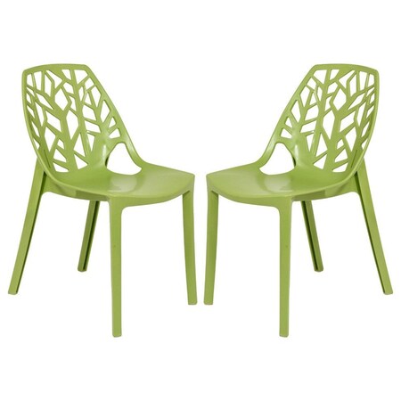 Leisuremod Modern Cornelia Dining Chair, Solid Green, 2PK C18SG2