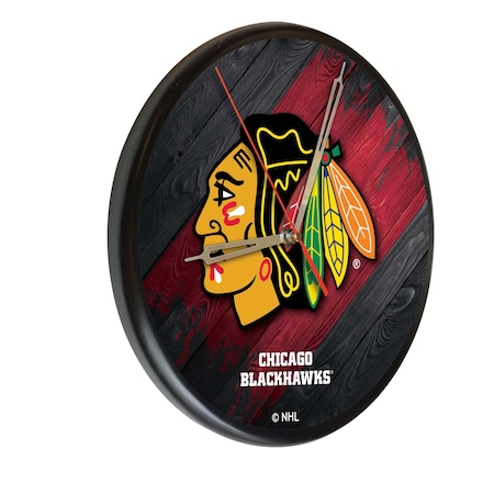 Holland Bar Stool Co Chicago Blackhawks 13" Solid Wood Clock WClkPBlkChiHwk