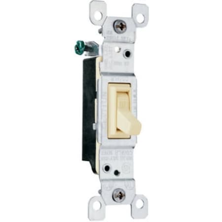 Legrand TradeMaster Series Toggle Switch, 15 A, 120 VAC, Back Wire, Side Wire Terminal, Ivory 660IGCACC20