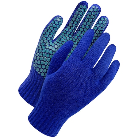 Bdg Rag Wool Knit Cold Weather Gloves, PVC Grip Palm, Knit Wrist, Blue 80-9-2010-S