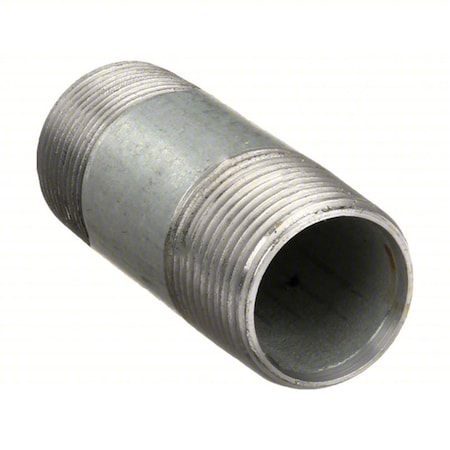 Zoro Select 1-1/2" MNPT x 7" TBE Galvanized Steel Pipe Nipple Sch 40 567-070