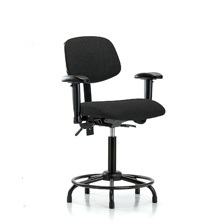 Blue Ridge Ergonomics Chair, Fabric, Med Bench, RT AA Glides, Blk, 6-Way Adjustable, 22" to 29" Height, Black BR-FMBCH-RT-T0-A1-RG-F42