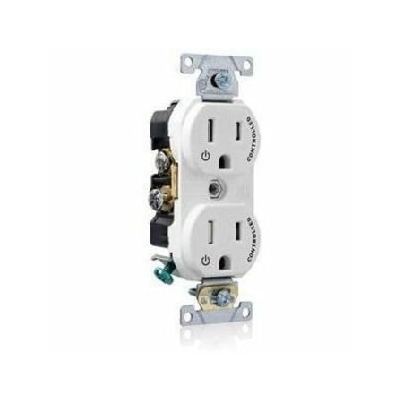 Leviton Plugs&Rcptcls, 15A, 125VAC, Wht, Poly, PK1 TBR15-S2W