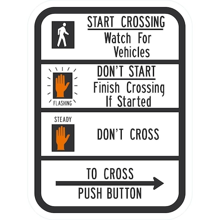 Lyle Start Crossing Watch For Vehicles, (hand symbols), 9x12, Diamond Grade, White G-17496-DG_9x12