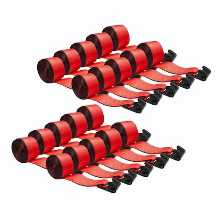 Mytee Products Winch Straps 4 in x 27 ft Red Heavy Duty with Flat Hooks WLL# 5400 lbs, 20PK WS427Rx20